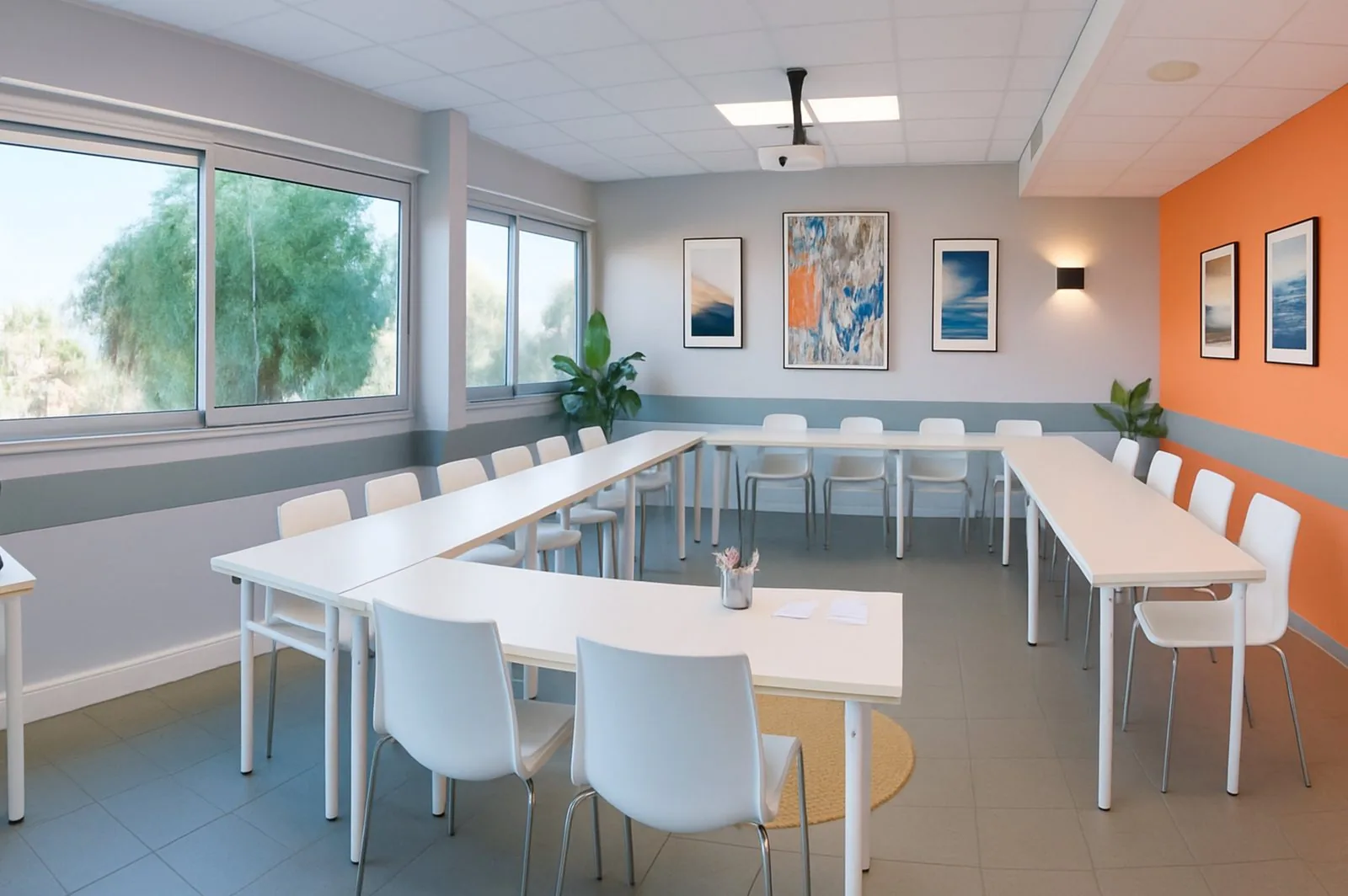 Salle de formation lumineuse disposée en U